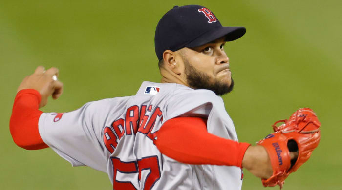 Boston Red Sox starting pitcher Eduardo Rodriguez (57) pitches against the Washington Nationals during the second inning at Nationals Park.